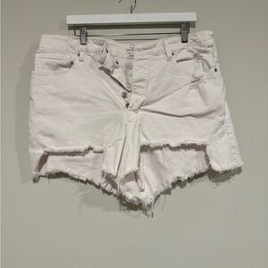 Good American White Distressed Jean Shorts